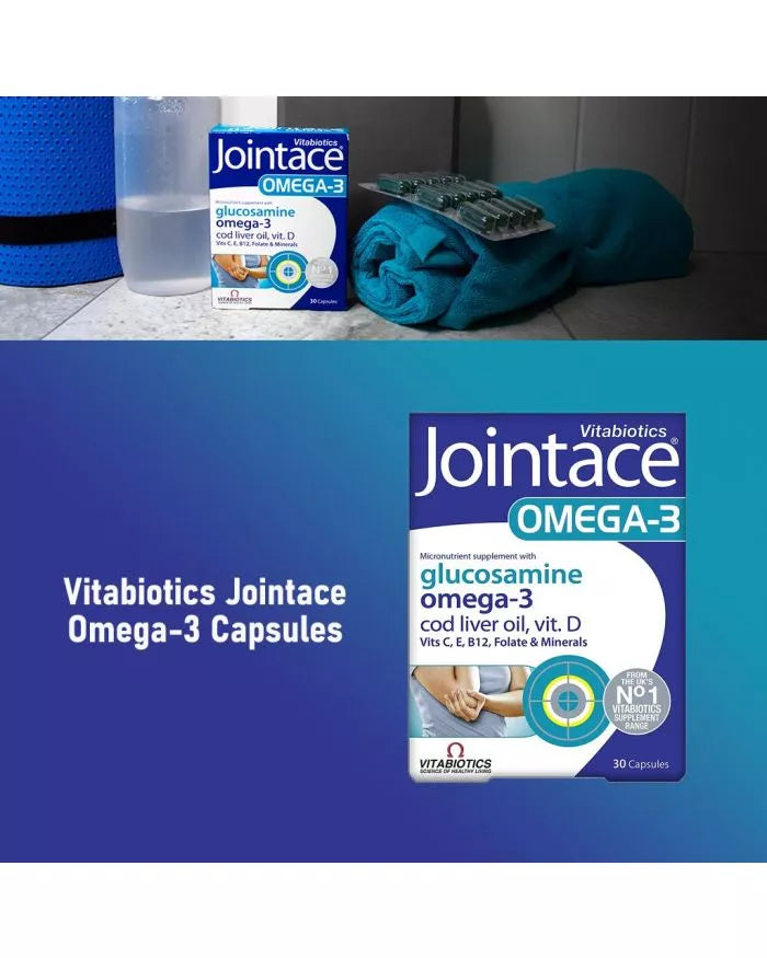 Vitabiotics Jointace Omega-3 Supplement With Glucosamine For Healthy Bone & Cartilage, Pack of 30's