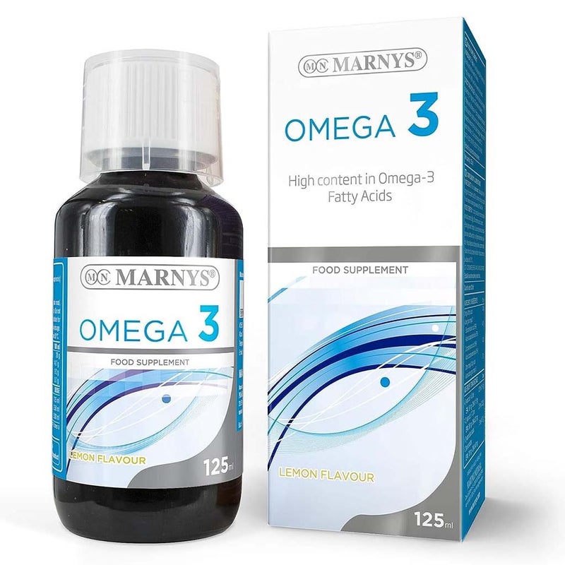 Marnys Omega 3 1200mg Fish Oil Supplement Liquid, Lemon Flavour 125ml