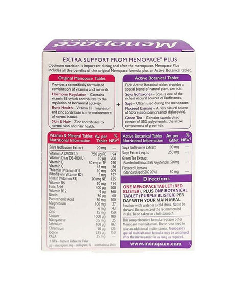 Vitabiotics Menopace Plus During & After Menopause Support Tablets, Pack of 56's