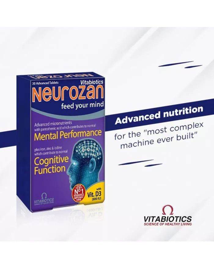 Vitabiotics Neurozan Mind Booster Supplement Tablets For Healthy Mental & Cognitive Function, Pack of 30's