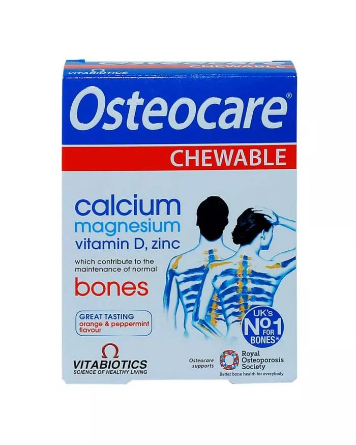 Vitabiotics Osteocare Chewable Calcium Tablets, Orange & Peppermint Flavored, For Healthy Bones, Pack of 30’s