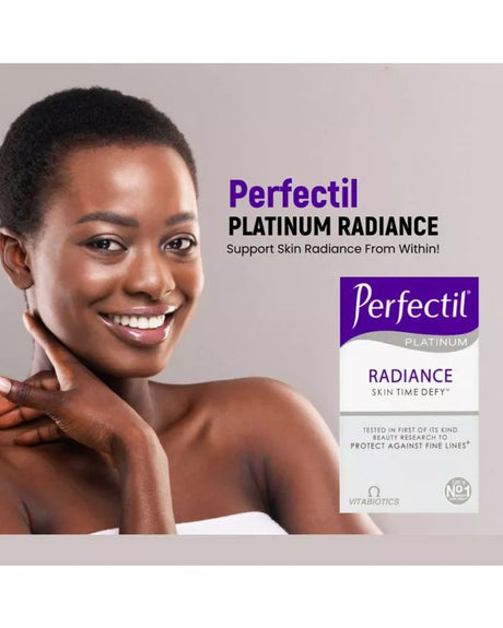 Vitabiotics Perfectil Platinum Radiance Beauty Supplement Tablets With Bio-Marine Collagen For Fine Lines Prevention, Pack of 60's