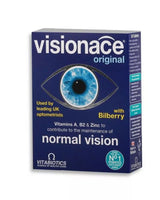 Vitabiotics Visionace Original Eye Supplement Tablets With Bilberry For Normal Vision, Pack of 30's