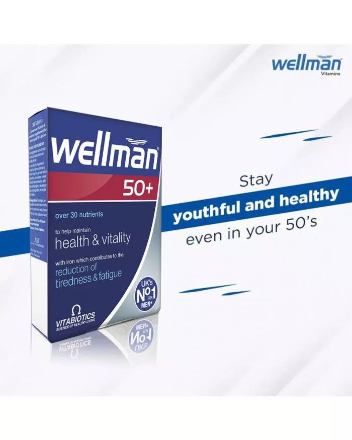 أقراص فيتابيوتيكس ويلمان 50+ مع مغذيات دقيقة متقدمة لصحة وحيوية الرجال، عبوة من 30 قرصًا