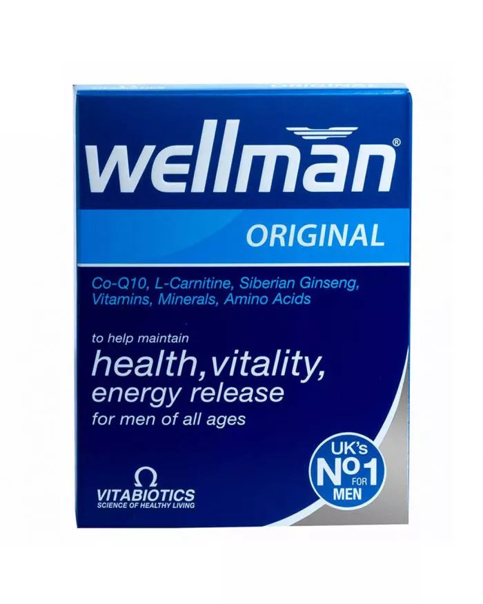 Vitabiotics Wellman Original Tablet With Co-Q10, L-Carnitine & Ginseng For Men's Energy, Health & Vitality, Pack of 30's