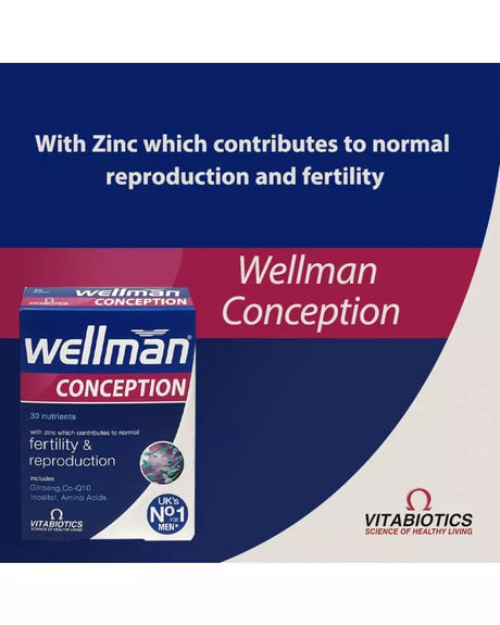 Vitabiotics Wellman Conception Tablets For Men's Fertility & Reproduction Support, Pack of 30's