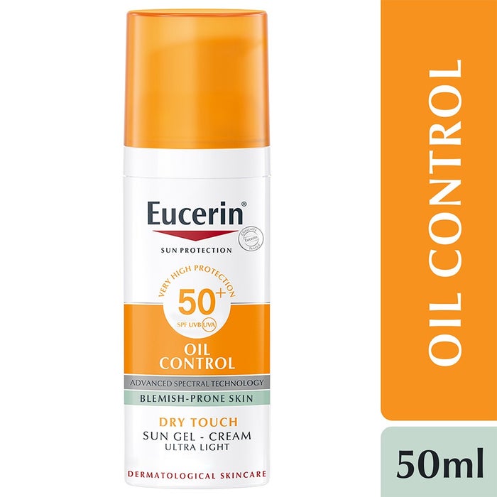 Eucerin Sun Oil Control SPF 50+ Sunscreen Gel Cream With Dry Touch & Anti-Shine Effect For Blemish Prone Skin 50ml