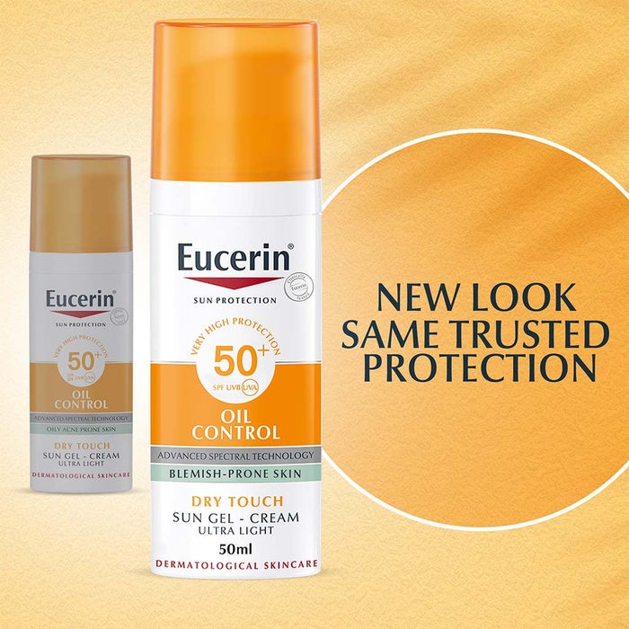 Eucerin Sun Oil Control SPF 50+ Sunscreen Gel Cream With Dry Touch & Anti-Shine Effect For Blemish Prone Skin 50ml