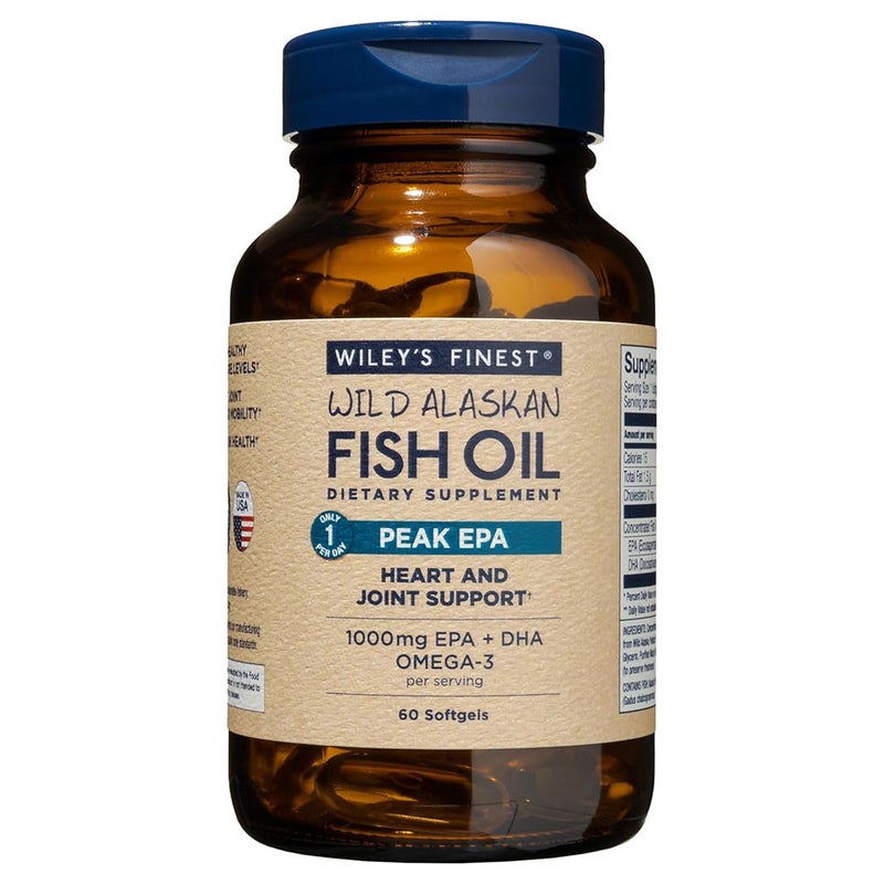 Wiley's Finest Peak EPA 1000mg Omega 3 Fish Oil Supplement Softgels, Pack of  60's