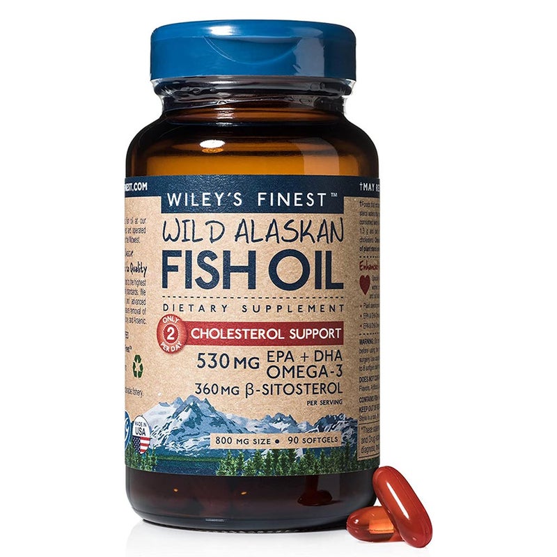 Wiley's Finest Cholesterol Support 530mg Omega 3 Fish Oil Softgels, Pack of 90's