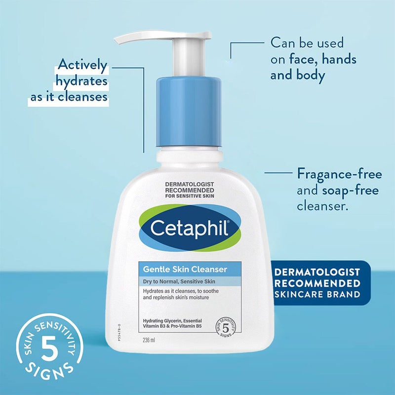 Cetaphil Gentle Skin Cleanser For Normal to Dry, Sensitive Skin 236ml