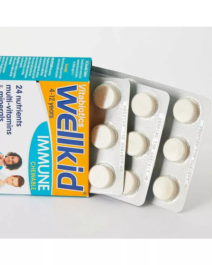 أقراص ويل كيد المناعية القابلة للمضغ من فيتابيوتيكس مع الفيتامينات والمعادن المتعددة لدعم مناعة الأطفال، عبوة من 30 قرصًا