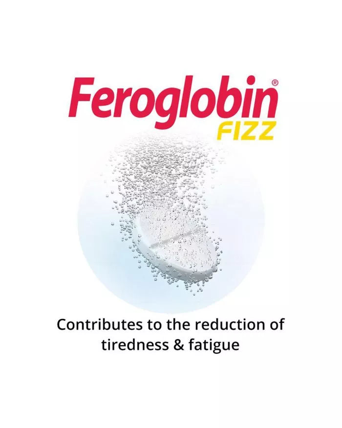 Vitabiotics Feroglobin Fizz Gentle Iron Effervescent Tablets For Energy Support, Pack of 20's