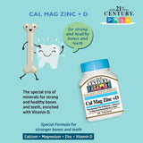 21st Century Calcium, Magnesium, Zinc & Vitamin D Tablets For Bones & Teeth, Pack of 90's