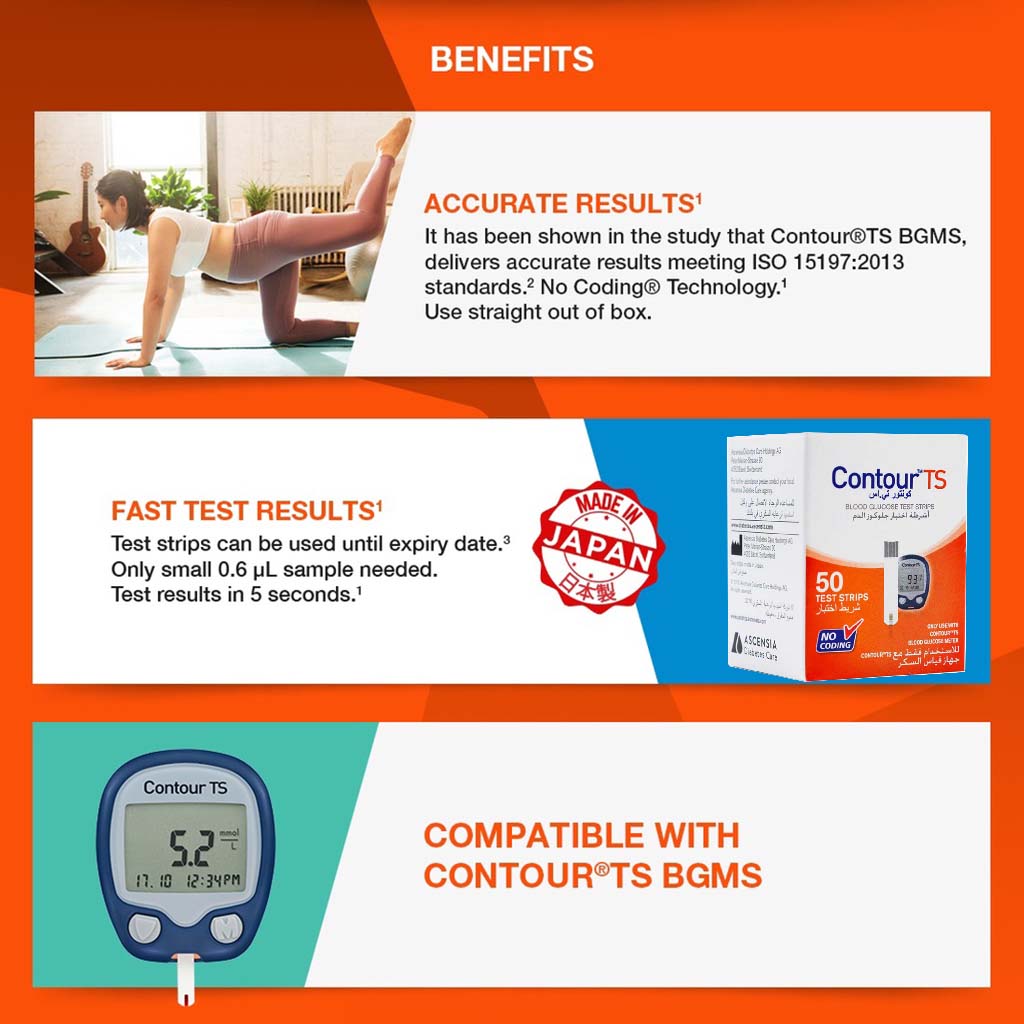 Contour TS Blood Glucose Monitoring System Plus 50 Test Strips & 50 lancets