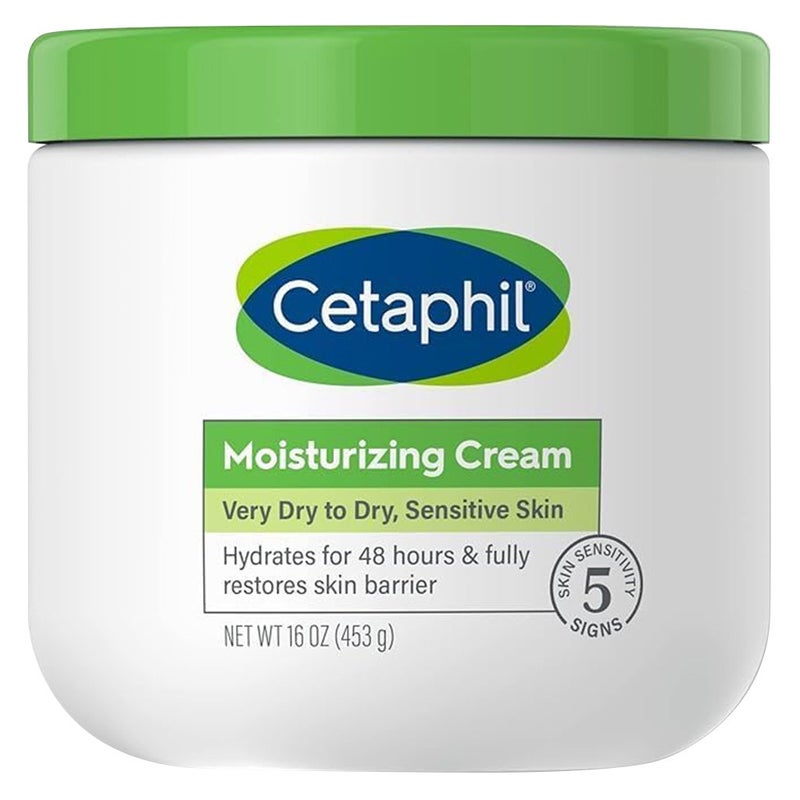 Cetaphil Moisturizing Cream, Face & Body Moisturizer For Men & Women With Dry to Very Dry Sensitive Skin, Unscented, 453g