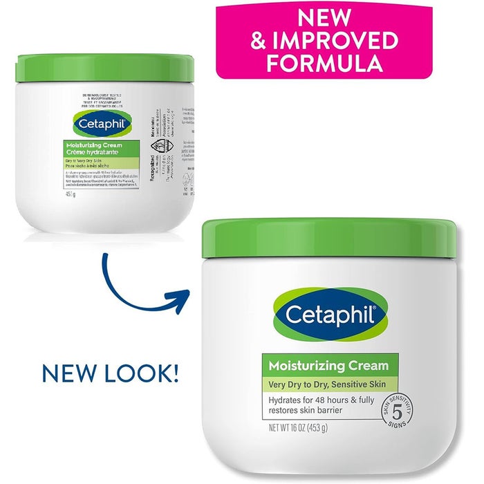 Cetaphil Moisturizing Cream, Face & Body Moisturizer For Men & Women With Dry to Very Dry Sensitive Skin, Unscented, 453g