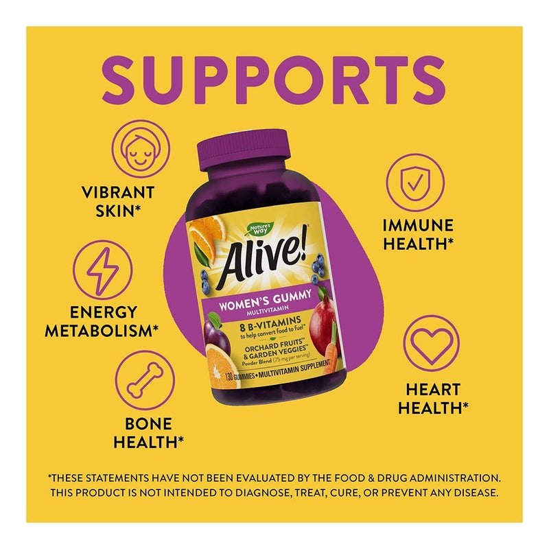 Alive Women's Multivitamin Gummies With Orchard Fruits & Garden Veggies, Pack of 60's