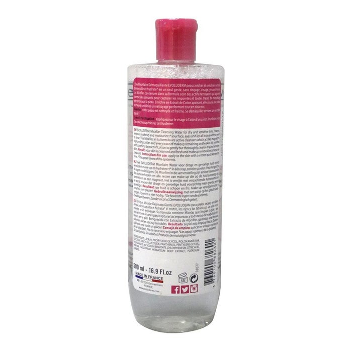 Evoluderm Micellar Water For Dry and Sensitive Skin 500 mL 1524