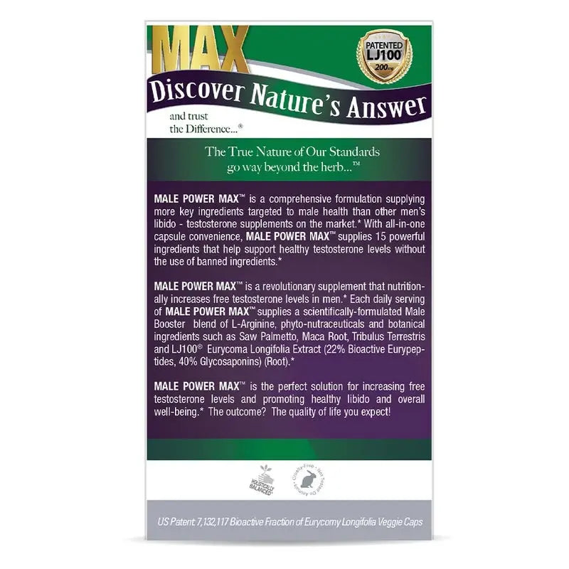 Nature's Answer Power Max Vegetarian Capsules For Stamina, Pack of 120's Nature's Answer