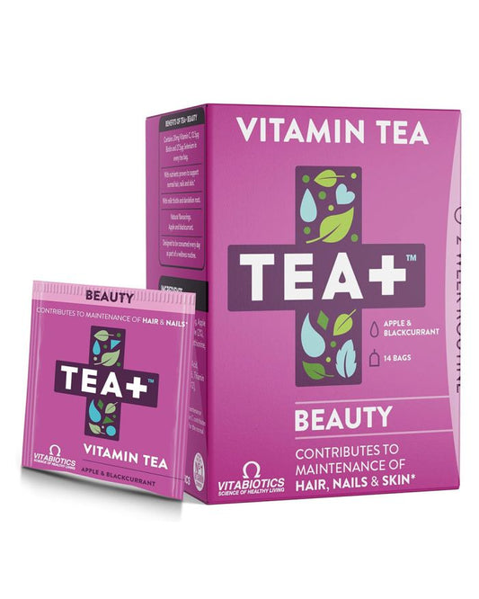 Vitabiotics Tea+ Beauty Vitamin Tea Bags For Healthy Hair, Nails & Skin, Pack of 14's