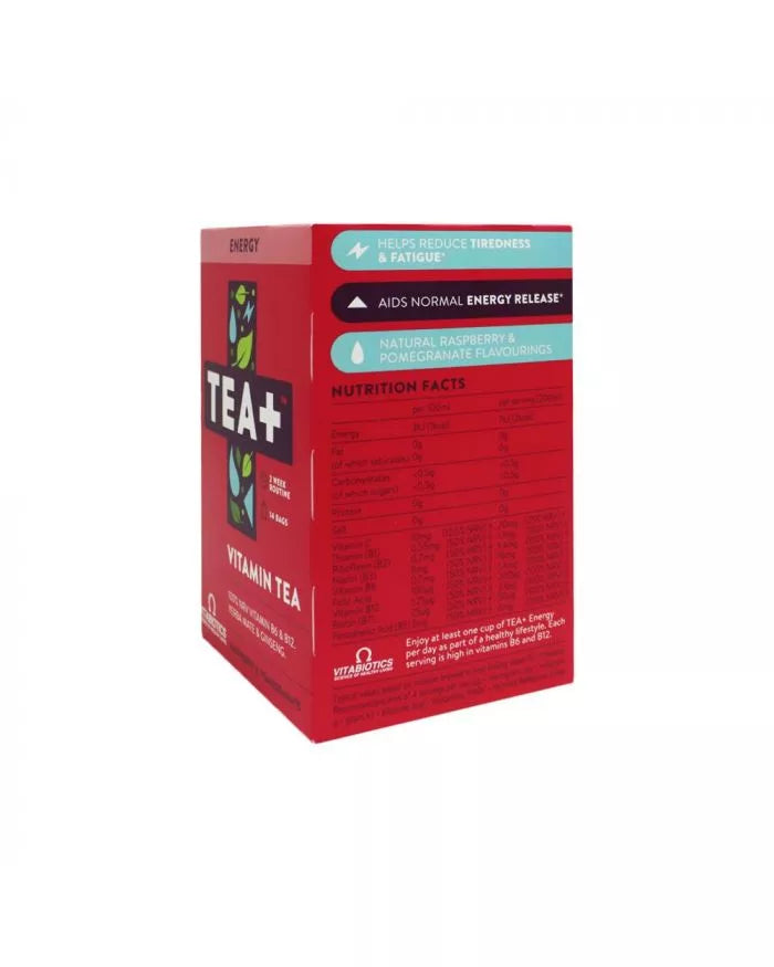 Vitabiotics Tea+ Energy Vitamin Tea Bags For Energy Support, Pack of 14's