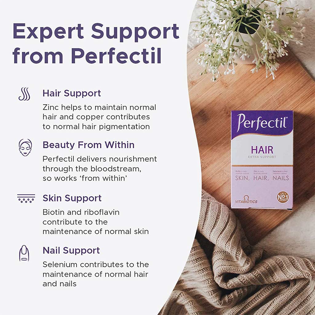 Vitabiotics Perfectil Extra Support Tablets For Hair, Skin & Nails, Pack of 60's