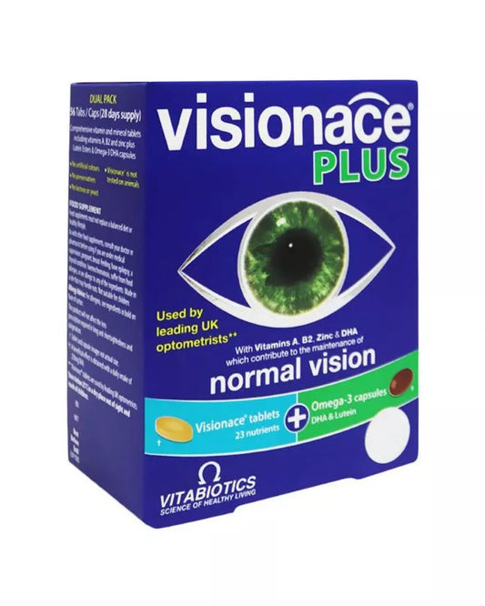 مكمل فيتابيوتيكس فيزيونيس بلس لدعم الرؤية للعين مع أحماض أوميجا 3 الدهنية، عبوة مزدوجة من أقراص الفيتامينات المتعددة 28 كبسولة + كبسولات أوميجا 3 28 كبسولة