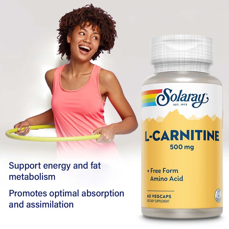 Solaray L- Carnitine 500mg Veg Capsules, Pack of 60's