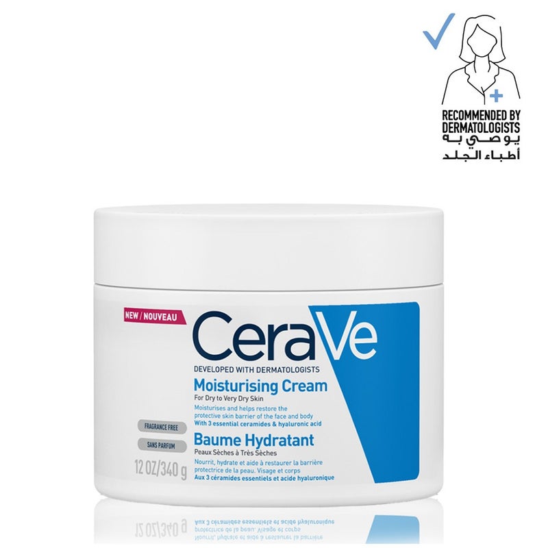 CeraVe Fragrance Free Moisturising Cream For Dry To Very Dry Skin 340g