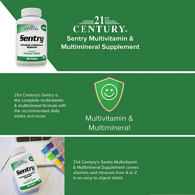 21st Century Sentry Adult Multivitamin & Multimineral Supplement Tablets, Pack of 300's 21st Century