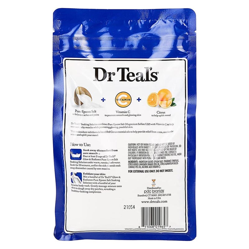 Dr Teal's Pure Epsom Salt Soaking Solution Vitamin C And Citrus Essential Oils 1036 g