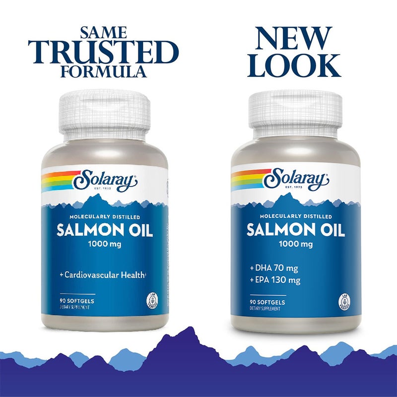 Solaray Salmon Oil 1000mg Omega 3 Fish Oil Supplement Softgels, Pack of 90's