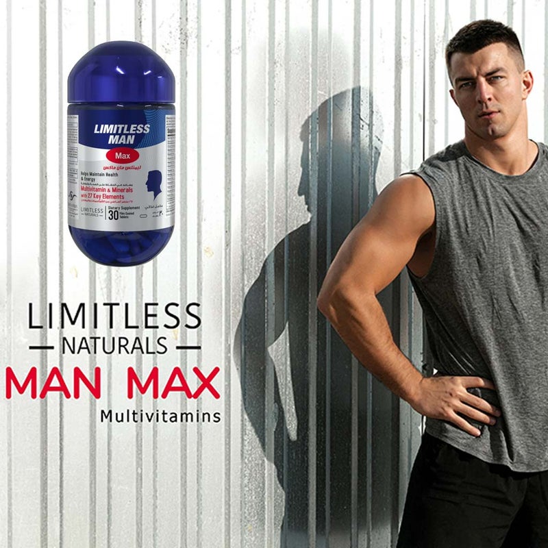 Eva Pharma Limitless Man Max Multivitamins & Minerals Supplement Tablets, Pack of 30's