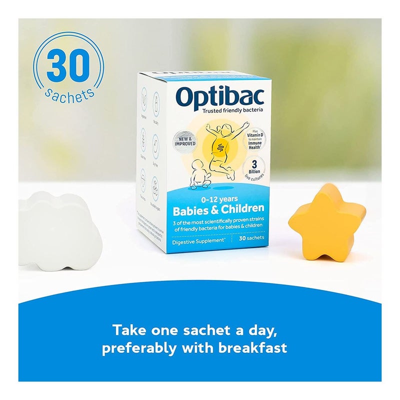 Optibac Probiotic Sachets For Babies & Children, 0-12 Years - Pack of 30's