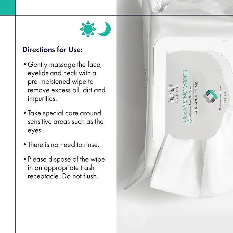 Obagi Medical On The Go Cleansing & Makeup Removing Wipes For Oily & Acne Prone Skin, Pack of 25's Obagi