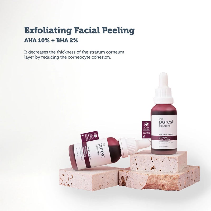 The Purest Solutions AHA 10% + BHA 2% Exfoliating Facial Peeling Solution 30ml