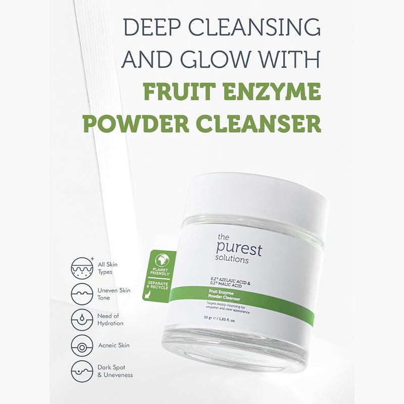 The Purest Solutions 0.2% Azelaic Acid & 0.2% Malic Acid Fruit Enzyme Powder Cleanser 55g