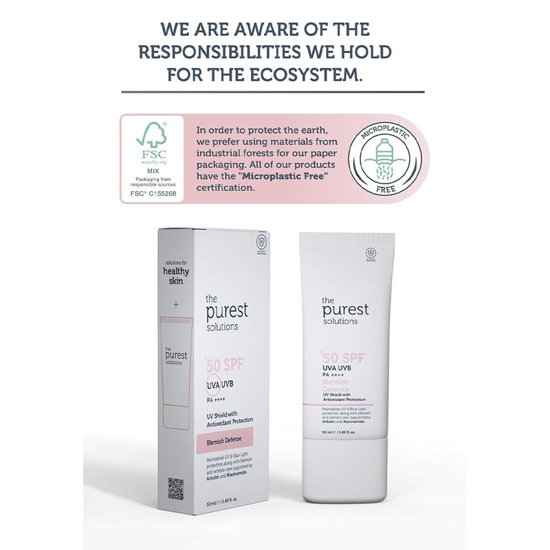 The Purest Solutions Blemish Defense Sunscreen With SPF 50+ & PA++++ 50ml