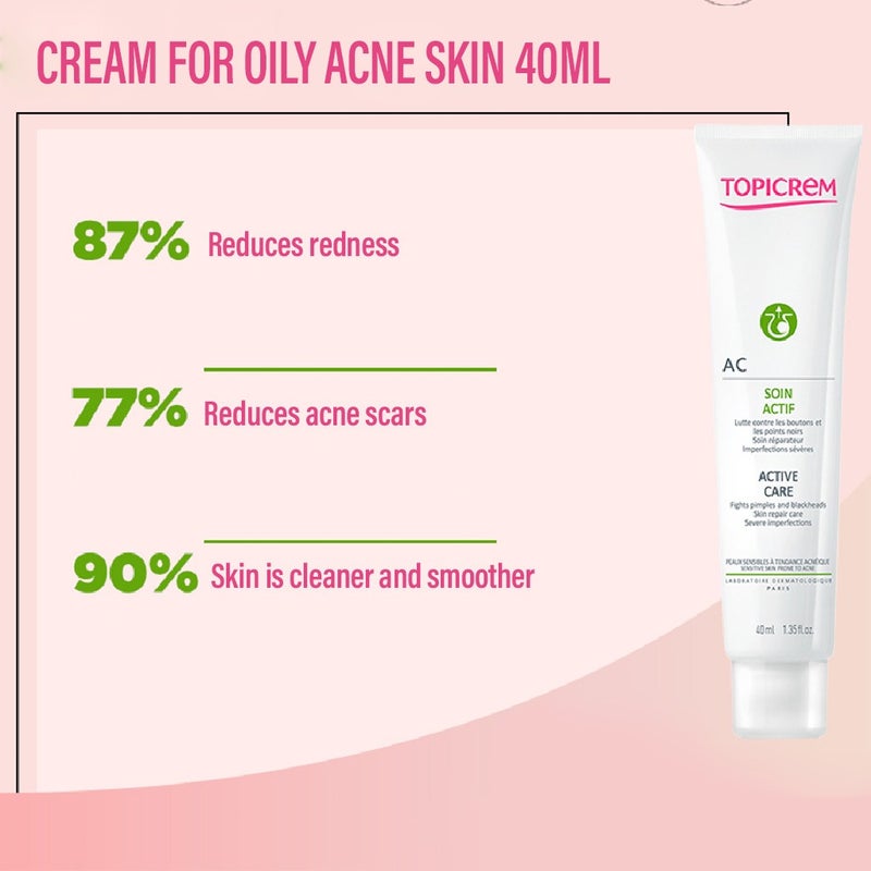 Topicrem AC Soin Actif Active Care Cream For Sensitive Skin Prone To Acne 40ml