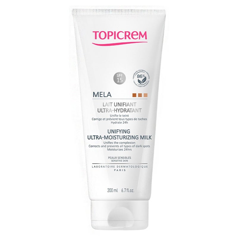 Topicrem Mela Ultra-Hydrant Unifying Ultra Moisturizing Milk With SPF 15 For Sensitive Skin 200ml