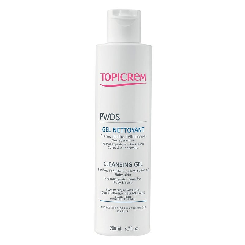 Topicrem PV/DS Cleansing Gel For Flaky Body & Scalp, Soap-Free 200ml