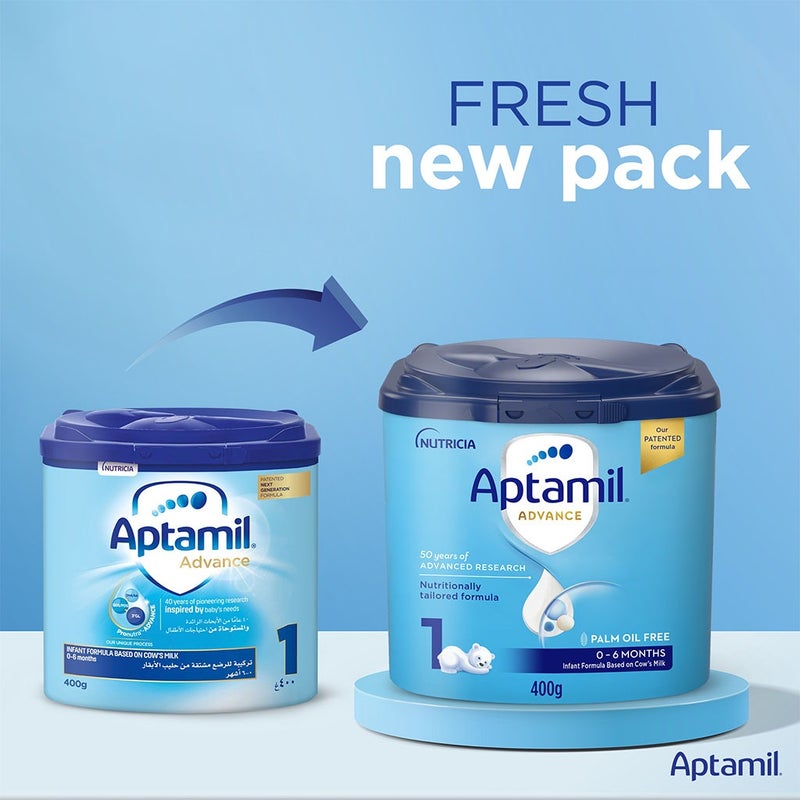 Aptamil Advance Stage 1 Palm Oil Free Baby Milk Formula For 0 To 6 Months 400g