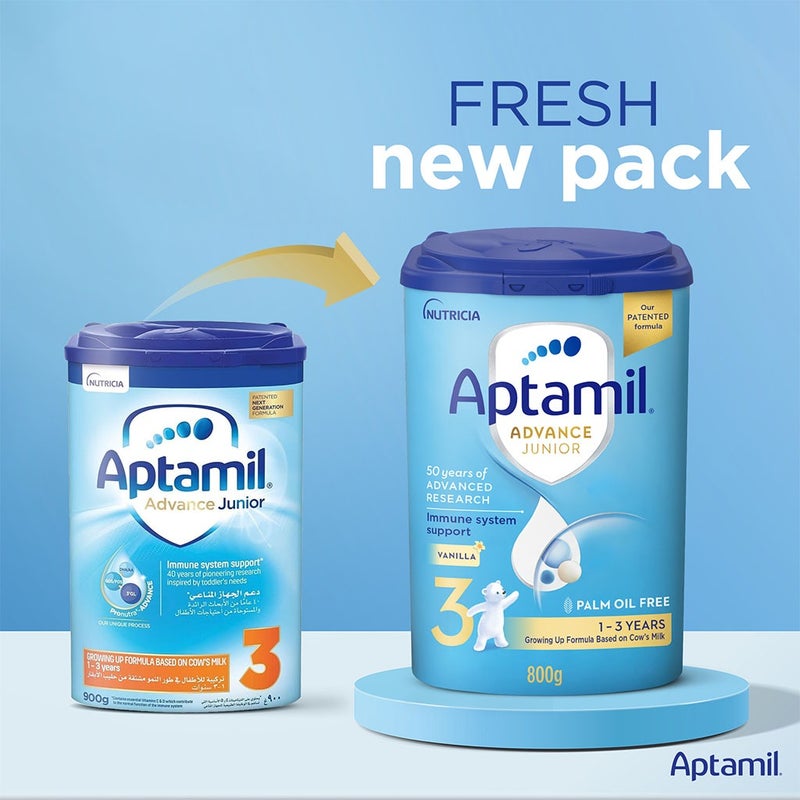 Aptamil Advance Junior Stage 3 Palm Oil Free Toddlers Milk Formula For 1 To 3 Years 800g