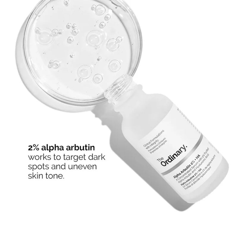 The Ordinary Alpha Arbutin 2% & Hyaluronic Acid Water Based Face Serum For Uneven Skin Tone 30ml