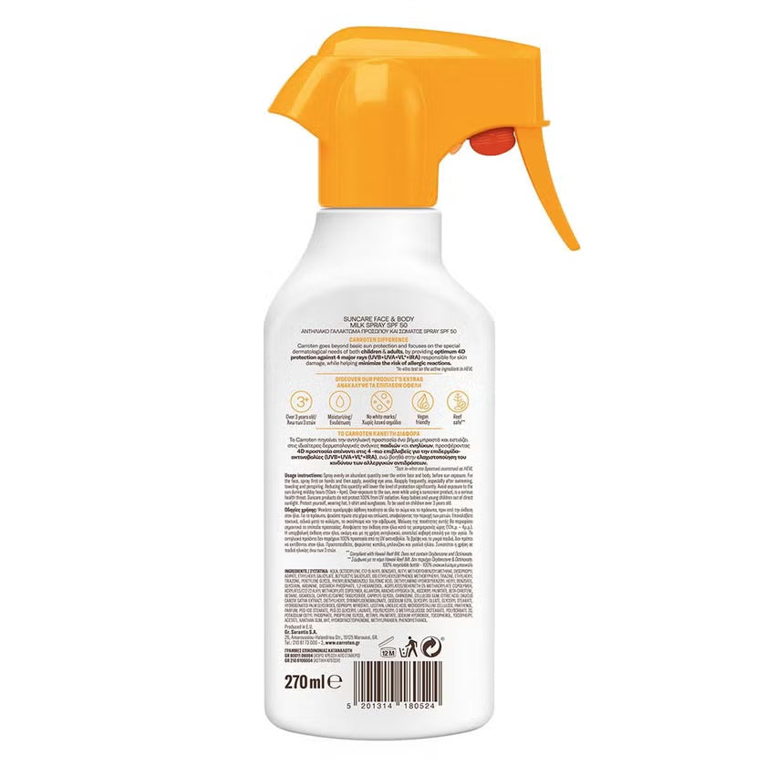 Carroten Family Suncare SPF50 Face & Body Milk Sunscreen Spray 270ml