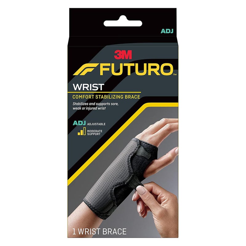 Futuro Adjustable Wrist Stabilizing Brace, Moderate Support, One Size, Black Color, Pack of 1’s