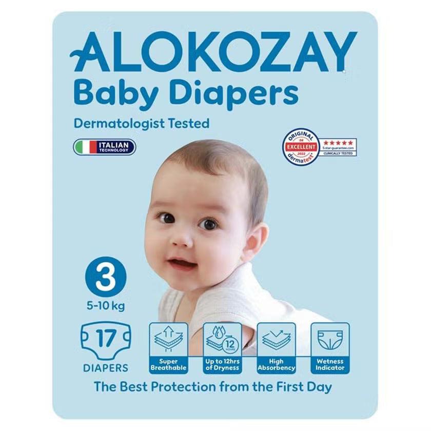 Alokozay Baby Diapers, Size 3, 5-10kg, Pack of 17's