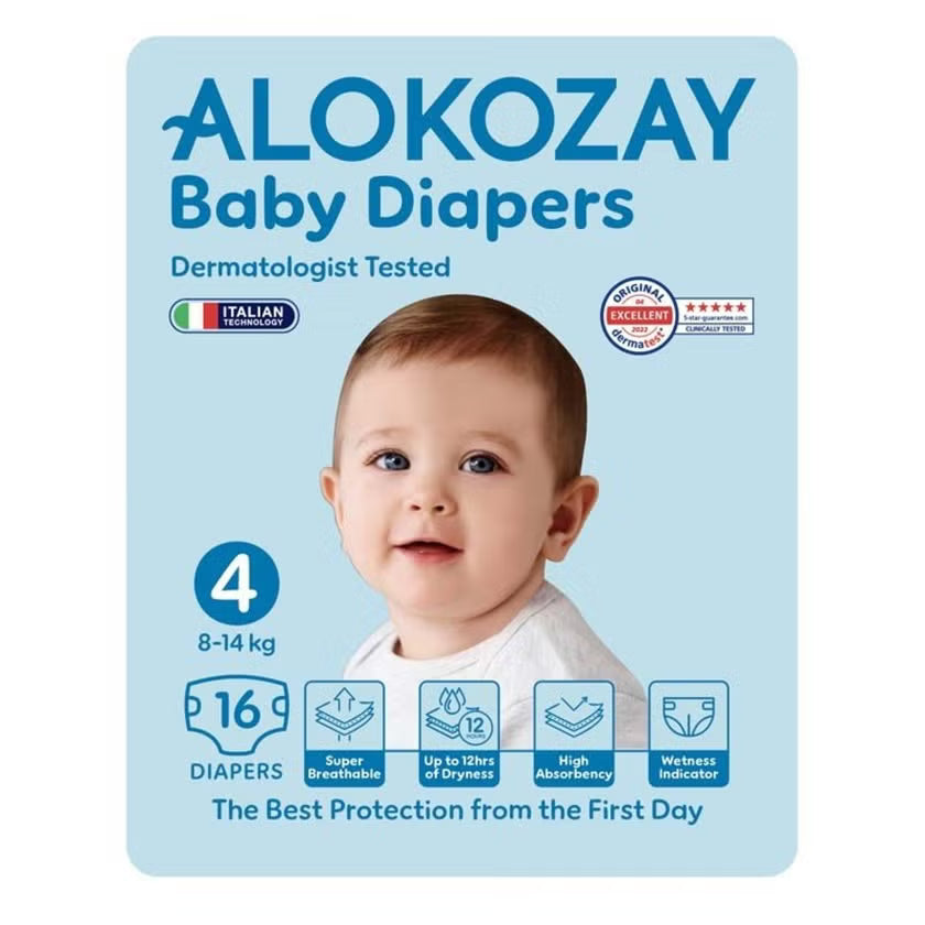 Alokozay Baby Diapers, Size 4, 8-14kg, Pack of 16's