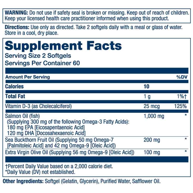 Solaray Super Omega 3-7-9 With Vitamin D3 & Salmon Oil Softgels For Heart Health, Pack of 120’s